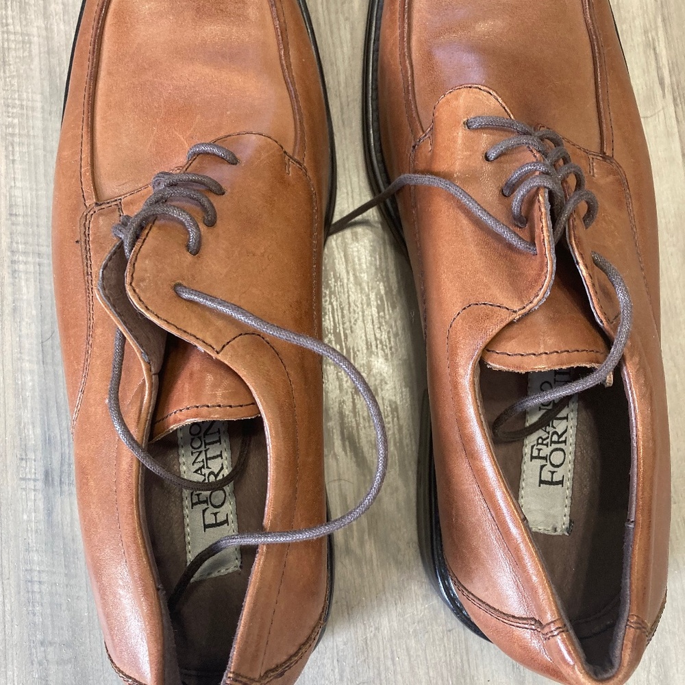 Franco Fortini Men's Leather Brown Oxford Lace Up Dress Shoe 9.5